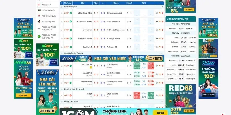 Chuyên mục trực tiếp bóng đá theo thời gian thực tại BongdaNET 66