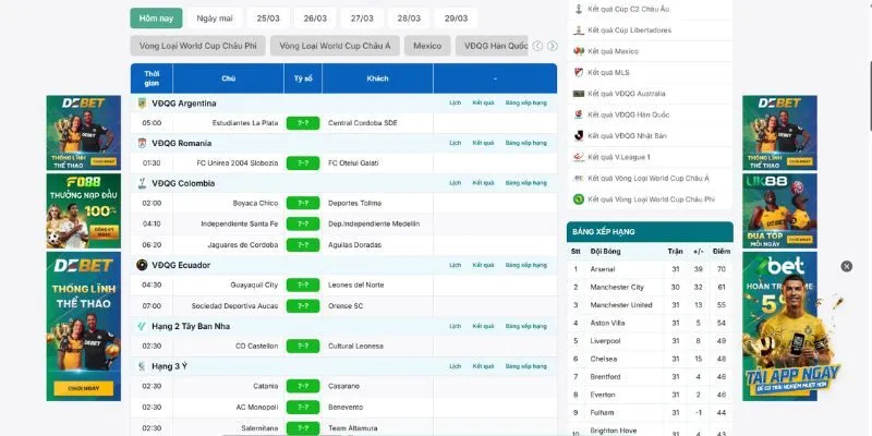 Lịch thi đấu tại BongdaNET 66 cập nhật liên tục và siêu nhanh