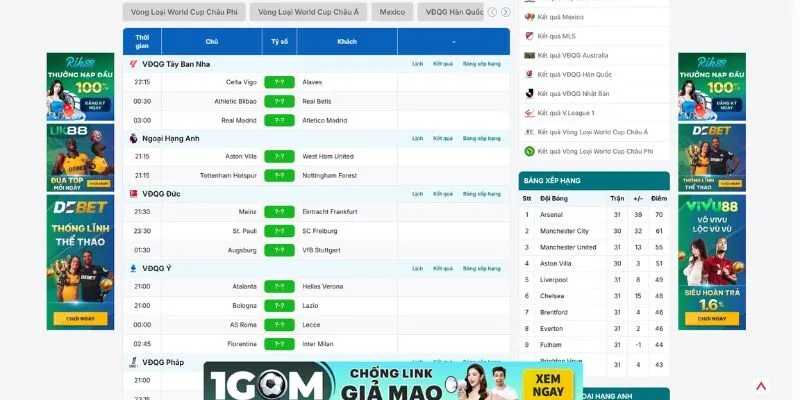 Cập nhật lịch thi đấu nhanh chóng và siêu tốc